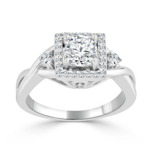 Shimmering Yaffie Gold Ring with 3/4ct TDW Round Diamond Halo for Your Engagement