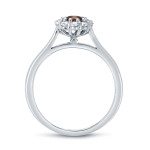 Sparkling Yaffie Gold Halo Brown Diamond Engagement Ring - 3/4ct Total Weight