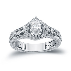 Sparkling Love: Yaffie Gold Marquise Halo Engagement Ring with 4/5ct TDW Diamond