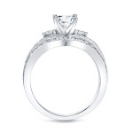 Gold Split-Shank Engagement Ring with Three Stunning Diamonds, Totaling 1 1/4 Carats