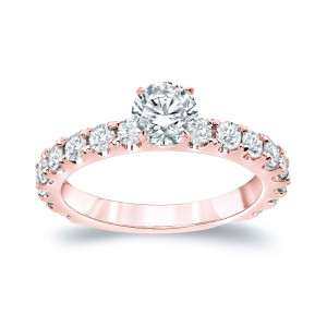 Stunning Yaffie Rose Gold Engagement Ring with 1 1/2 ct TDW Round Diamond Solitaire
