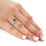 Rose Gold Blue Diamond Ring with 1.5ct TDW Halo by Yaffie