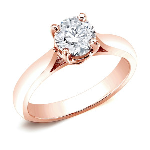 Yaffie Round Diamond Solitaire Engagement Ring in Rose Gold with 1/2ct TDW
