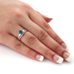 Rose Gold Bridal Ring Set with 1ct TDW Blue Diamond by Yaffie