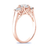 Dazzling Yaffie Three-Stone Engagement Ring with 2ct TDW Round Diamond in Rose Gold