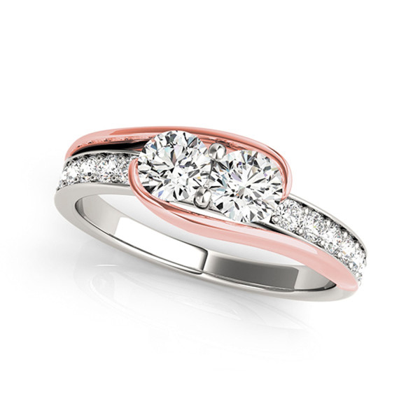 Shine Bright with Yaffie Two-Tone Gold 2-Stone Diamond Ring in 1/2ct TDW