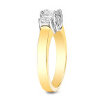 Princess Cut Diamond Ring with 3 Stones in Two-Tone Gold, 3/4ct Total Weight