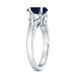 Blue Sapphire & Diamond Three Stone Ring in Yaffie White Gold (1 1/4ct & 3/4ct TDW)
