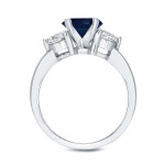 Blue Sapphire & Diamond Three Stone Ring in Yaffie White Gold (1 1/4ct & 3/4ct TDW)