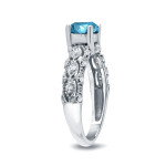Engage in Style with Yaffie White Gold Blue and White Diamond Ring, Totaling 1 1/4 Carat Weight