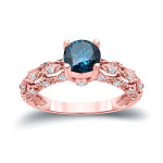 Engage in Style with Yaffie White Gold Blue and White Diamond Ring, Totaling 1 1/4 Carat Weight