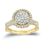 Sparkling Yaffie Engagement Ring with 1 1/6ct TDW White Gold Diamond Cluster.