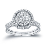 Sparkling Yaffie Engagement Ring with 1 1/6ct TDW White Gold Diamond Cluster.
