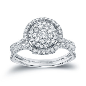 Sparkling Yaffie Engagement Ring with 1 1/6ct TDW White Gold Diamond Cluster.