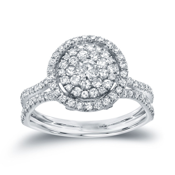 Sparkling Yaffie Engagement Ring with 1 1/6ct TDW White Gold Diamond Cluster.