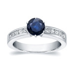 Blue Sapphire and Diamond Ring with 1/2ct Each in Yaffie White Gold