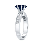 Blue Sapphire and Diamond Ring with 1ct White Gold