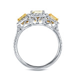 Certified Radiant Cut White & Yellow Diamond Ring by Yaffie, in White Gold with 2 1/4ct TDW