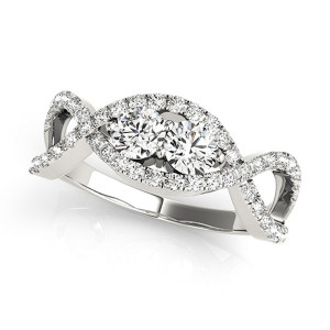 Infinity White Gold Diamond Engagement Ring with 2 Stones - 3/4ct TDW by Yaffie