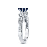 The Stunning Yaffie Blue Sapphire and Diamond Ring in White Gold, Featuring 7/8ct of Dazzling Blue Sapphire and 3/5ct of Brilliant Round Diamonds!