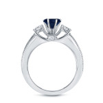The Stunning Yaffie Blue Sapphire and Diamond Ring in White Gold, Featuring 7/8ct of Dazzling Blue Sapphire and 3/5ct of Brilliant Round Diamonds!