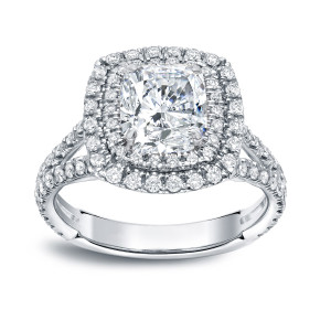 Certified Cushion Cut Diamond Engagement Ring - Yaffie Gold with 2.5ct TDW