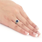 Sapphire & Diamond Double-Halo Ring in Yaffie White Gold - 1 1/4ct Blue Gem & 1ct Total Weight Diamonds