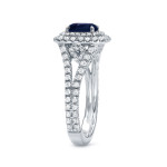 Blue Sapphire and Diamond Halo Engagement Ring with 1ct Each in White Gold from Yaffie