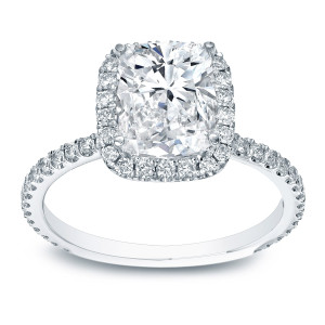 Certified Cushion Diamond Engagement Ring in 3ct TDW White Gold by Yaffie