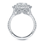 Certified Cushion-cut Double Halo Engagement Ring with 4 1/5ct TDW: Yaffie White Gold Beauty