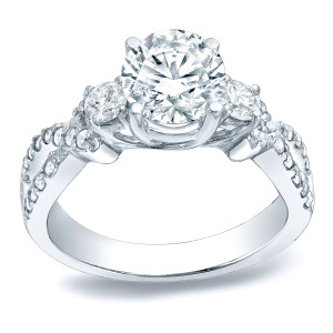 Certified Platinum Three-Stone Diamond Engagement Ring by Yaffie - 1 1/2ct Total Weight