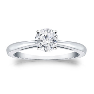Sparkling Yaffie Platinum Diamond Engagement Ring with 1/2 Carat TDW and Classic Round-cut Solitaire