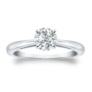 Sparkling Yaffie Platinum Diamond Engagement Ring with 1/2 Carat TDW and Classic Round-cut Solitaire
