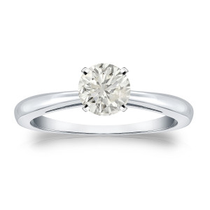 Sparkling Yaffie Platinum Diamond Engagement Ring with 1/2 Carat TDW and Classic Round-cut Solitaire