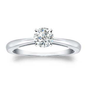 Platinum Yaffie Engagement Ring with Round-cut Diamond Solitaire (1/3ct TDW)