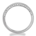 Rhodium-Plated Sterling Silver Bridal Set with Cubic Zirconia Emerald Cut Center & Three Stone Design by Yaffie