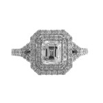 Double Halo Emerald-Cut Diamond Engagement Ring with 1 4/5ct TDW in White Gold by Yaffie