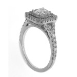 Double Halo Emerald-Cut Diamond Engagement Ring with 1 4/5ct TDW in White Gold by Yaffie