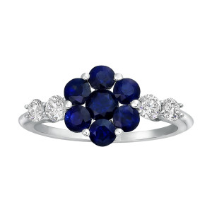 White Gold Blue Sapphire and Diamond Engagement Ring with Yaffie Sophistication