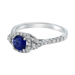 Blue Sapphire and Diamond White Gold Engagement Ring by Yaffie (4/9ct total weight)