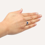 Blue Sapphire and Diamond White Gold Engagement Ring by Yaffie (4/9ct total weight)