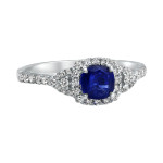 Blue Sapphire and Diamond White Gold Engagement Ring by Yaffie (4/9ct total weight)