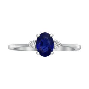 Sapphire and Diamond Oval Engagement Ring in White Gold by Yaffie with Vivid Blue Hue