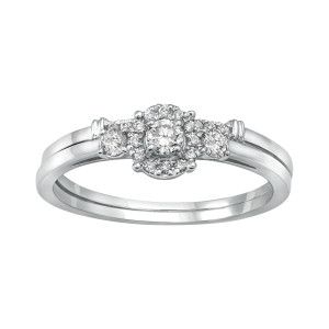 3-way Halo Bridal Ring Set with Yaffie White Gold and 1/3ct Total Diamond Weight