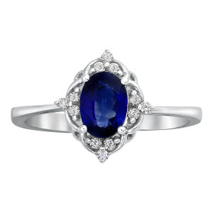 Blue Bliss Oval Sapphire and Diamond Engagement Ring in White Gold by Yaffie