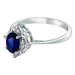 Blue Bliss Oval Sapphire and Diamond Engagement Ring in White Gold by Yaffie