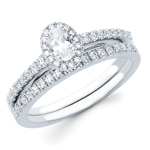 Bridal Set 5/8ct TDW Diamond Halo in White Gold by Yaffie Diamonds