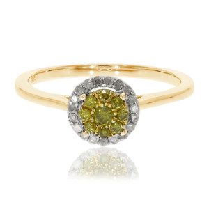Sparkling 0.25 Ctw Yellow Diamond Engagement Ring with Natural Diamonds - Yaffie Brand New - Icy White Shade