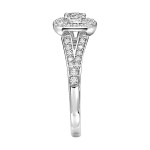 Sparkling Yaffie Engagement Ring with 3/4ct TDW Diamond Halo in White Gold