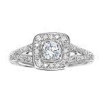 Sparkling Yaffie Engagement Ring with 3/4ct TDW Diamond Halo in White Gold